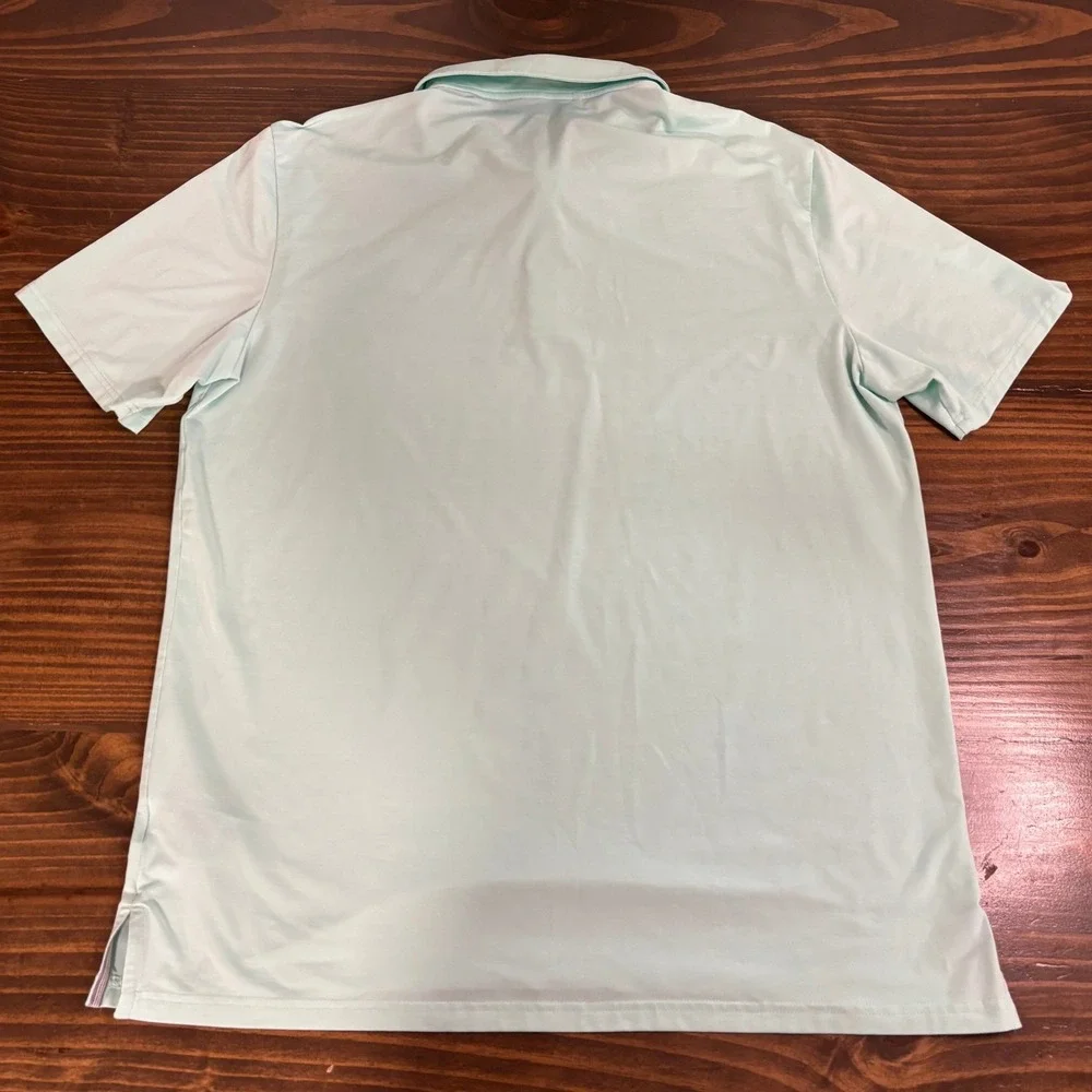 ADIDAS Golf Polo Shirt Mens L Mint Green Performance Stretch Logo Short Sleeve